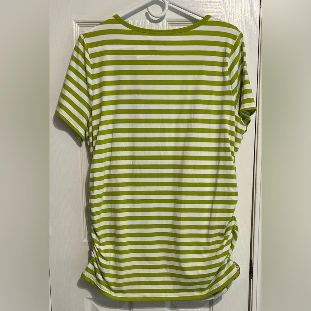 Michael Kors *NWT* 1X Women’s Lime Green & White Stripe short Sleeve Top - Picture 6 of 9
